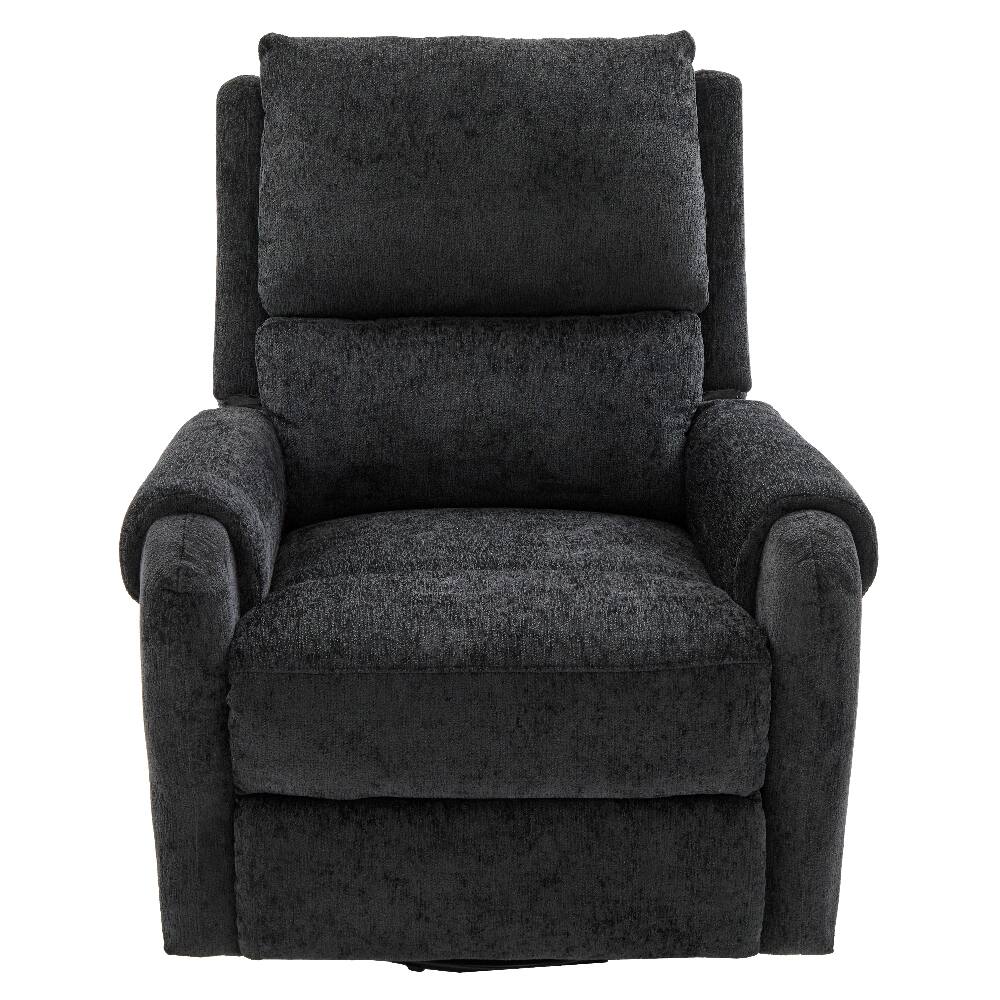 Alt View 9. Ropilly - Ropilly Black Massage Recliner Chair, Swivel Rocker Nursery Recliner with Side Pocket, Chenille Manual Recliner Sofa - Black.