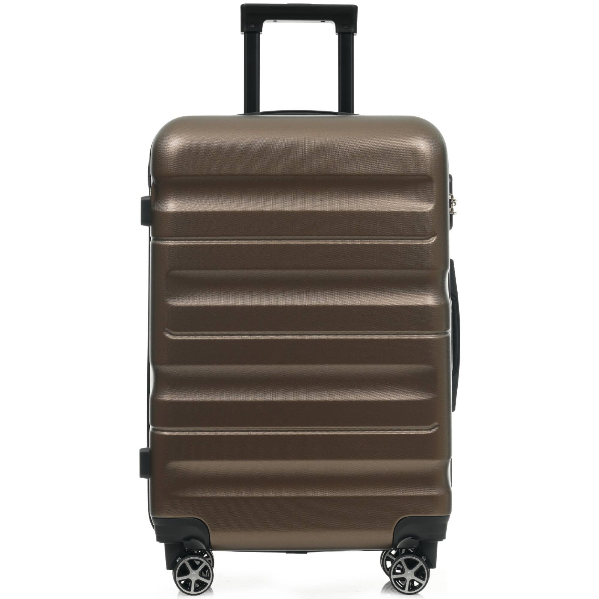 Front. ELEMENT ACE - 28 Inch Large Capacity Hardshell ABS Suitcase with 360-Degree Spinner Wheels for Checked Travel Luggage - Brown.