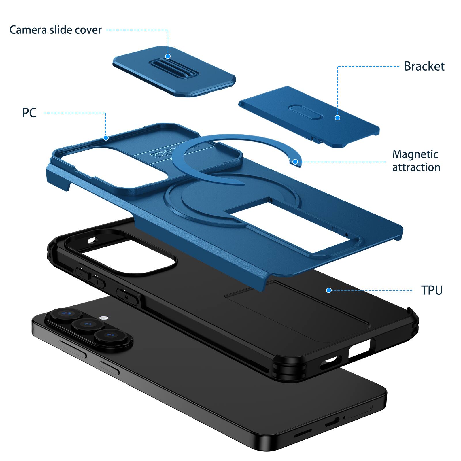 Camera slide cover  
Bracket  
PC  
Magnetic attraction  
TPU