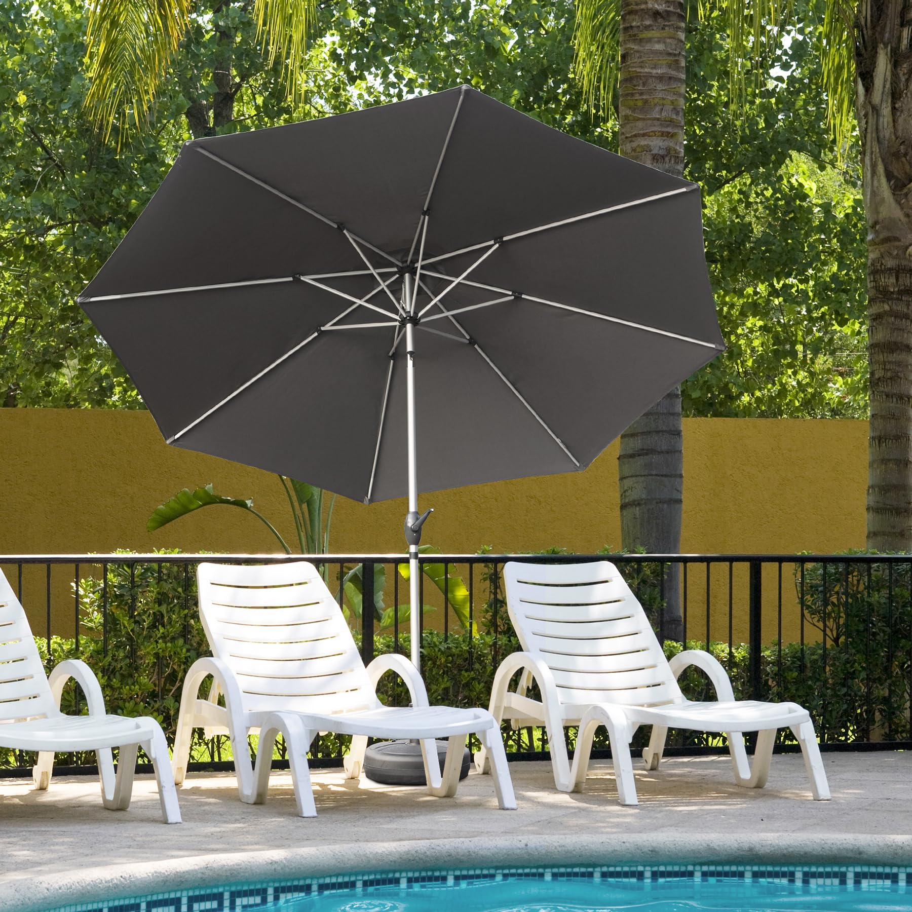 Alt View 1. Boyel Living - Outdoor Patio Umbrella Aluminum Pole 8 Ribs UV Protection Waterproof with Tilt and Crank - Gray.