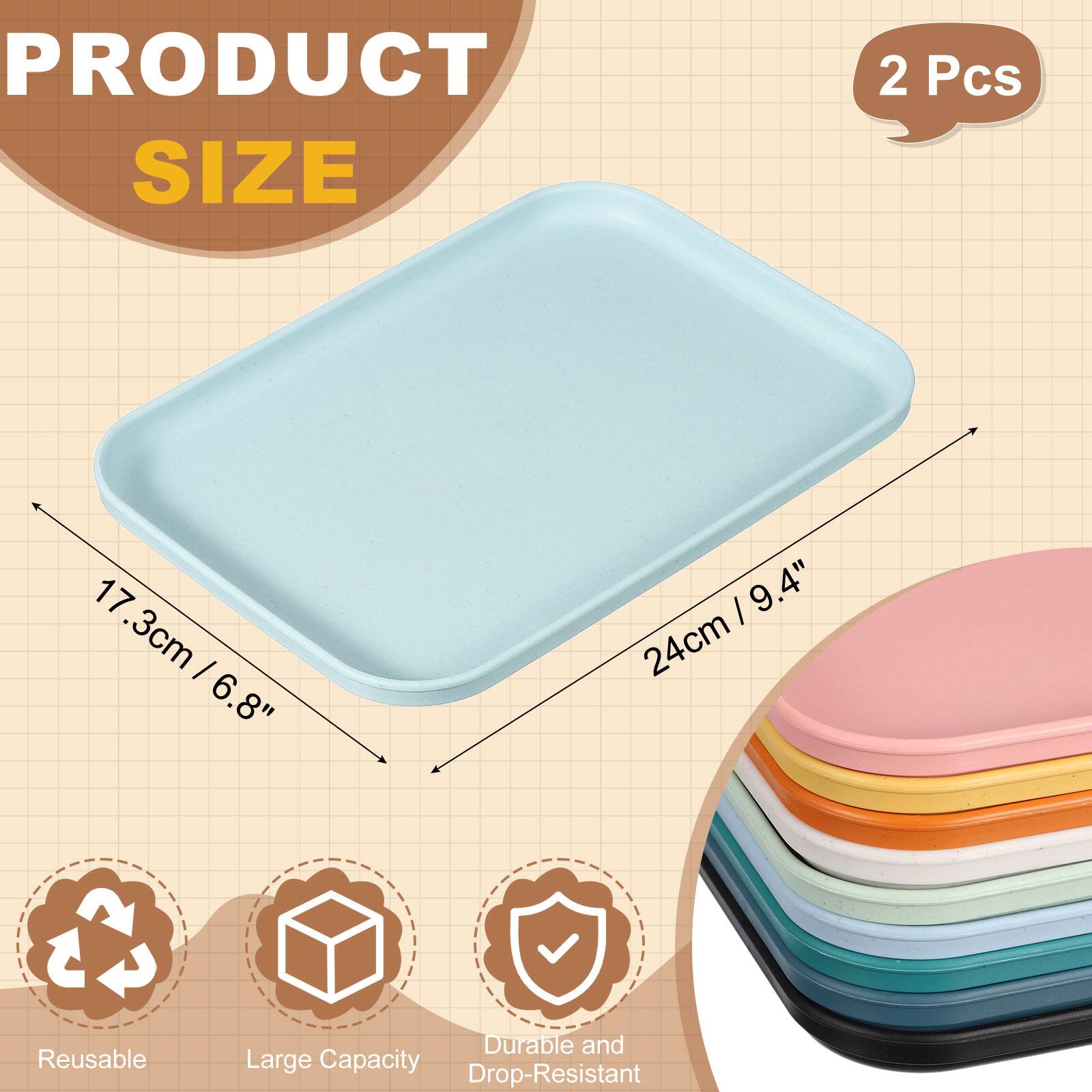 Unique Bargains 2pcs Fast Food Serving Trays, 9.4x6.8