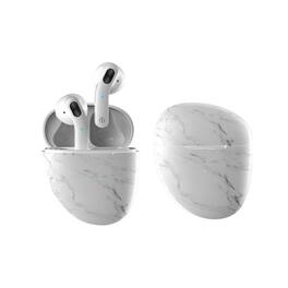 SKRAN - Twin Bluetooth Headphones -True Wireless Earbuds with Marble Pebble Design,HD Stereo Sound,Noise Cancellation,Secure Fit - White