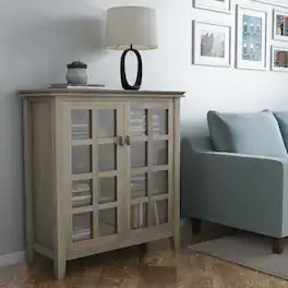 Simpli Home - Artisan 38 inch Wide Solid Wood Medium Storage Cabinet - Distressed Grey
