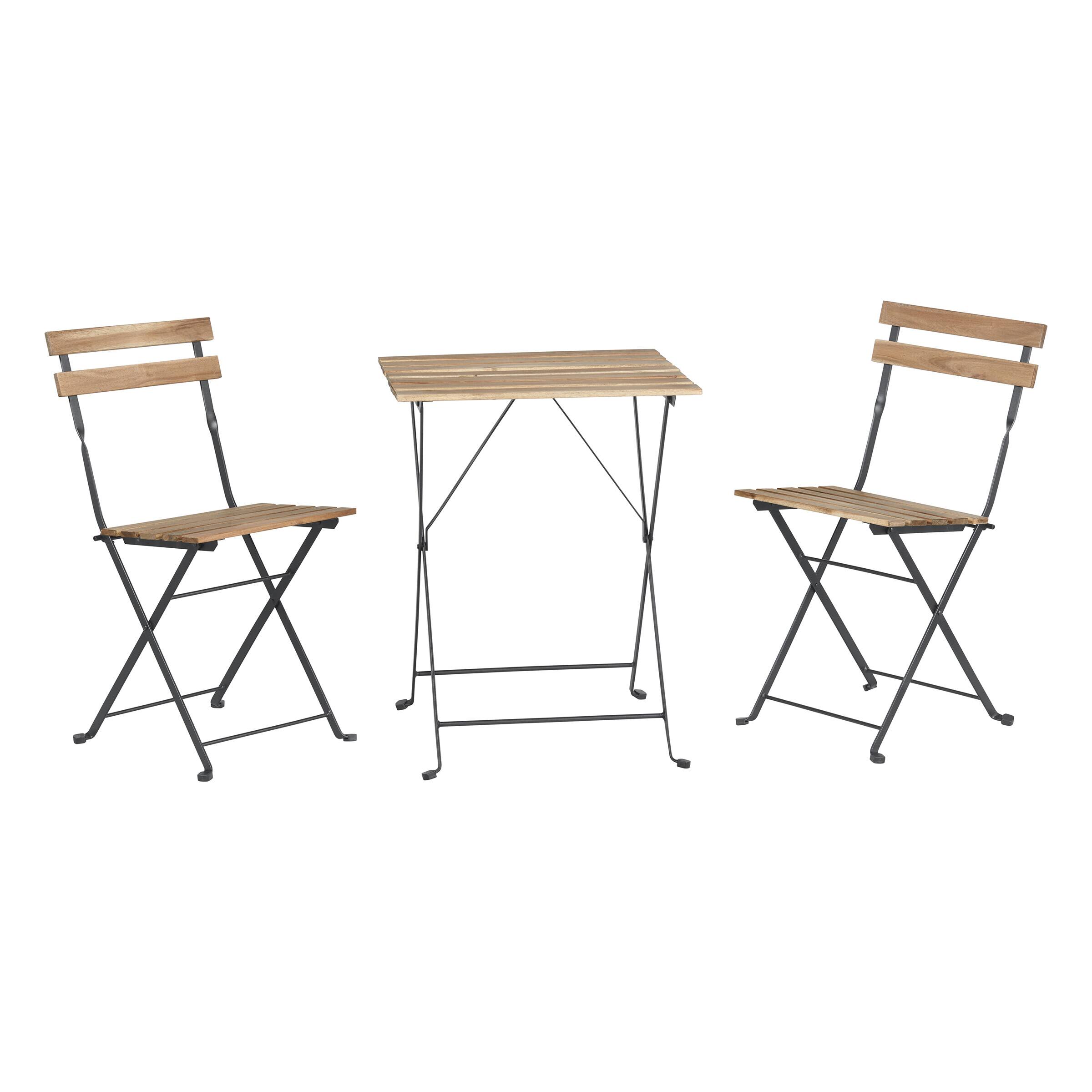 Front. Lavish Home - Lavish Home 3 Piece Folding Wood Bistro Set, Brown - Brown.