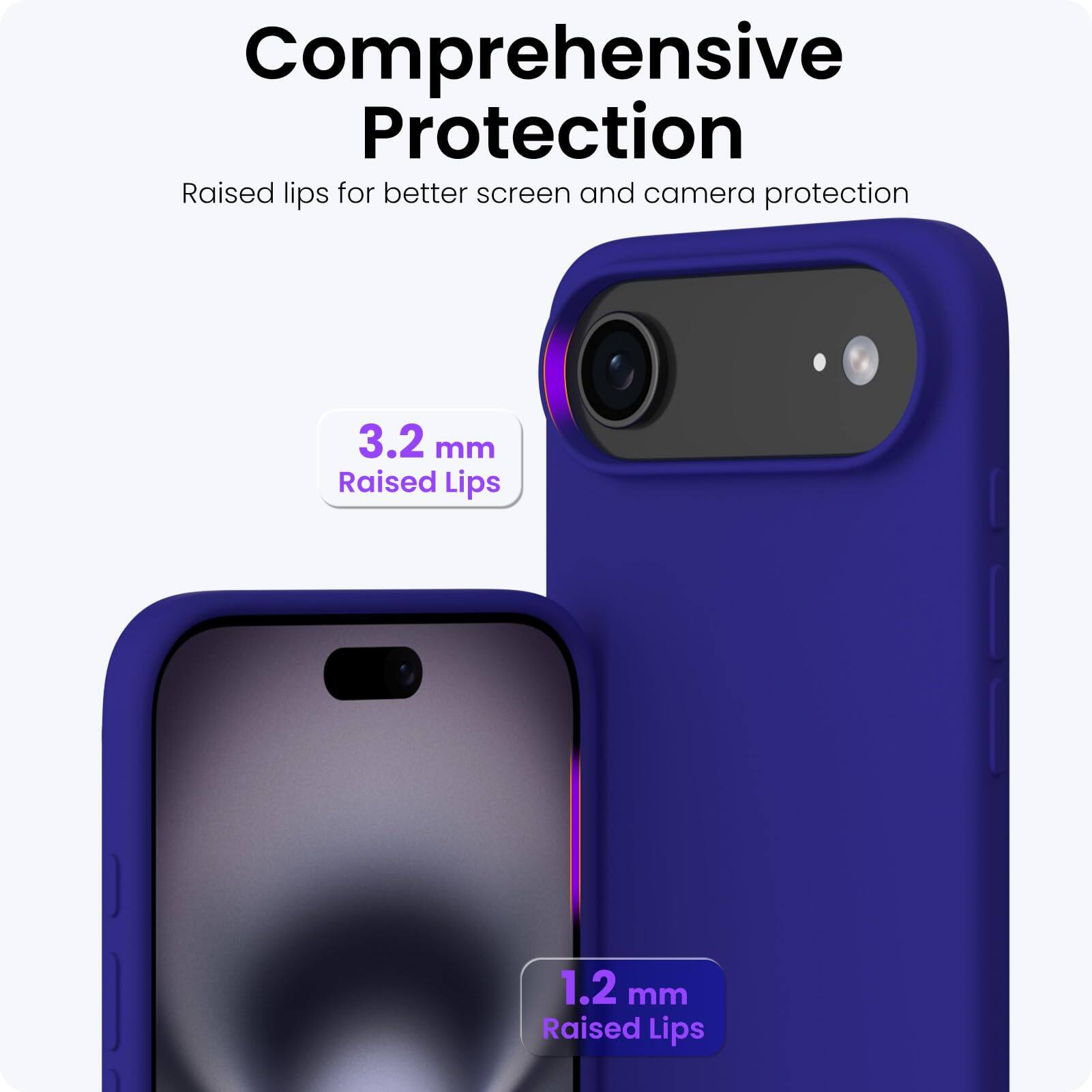 Comprehensive Protection

Raised lips for better screen and camera protection

3.2 mm Raised Lips

1.2 mm Raised Lips