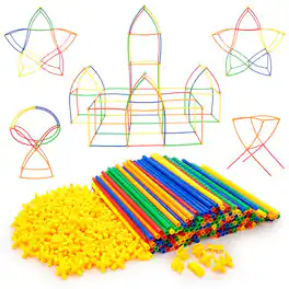 PicassoTiles - PICASSO-TILES 400 PC Straw Kit, Construction Building Set, STEM Toys for Kids 3+ - Multicolor