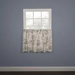 Ellis Curtain - Abigail Design Printed Room Darkening Window Rod Pocket Pair Set With 2 Tiers 2-Piece 56x24" - Porcelain