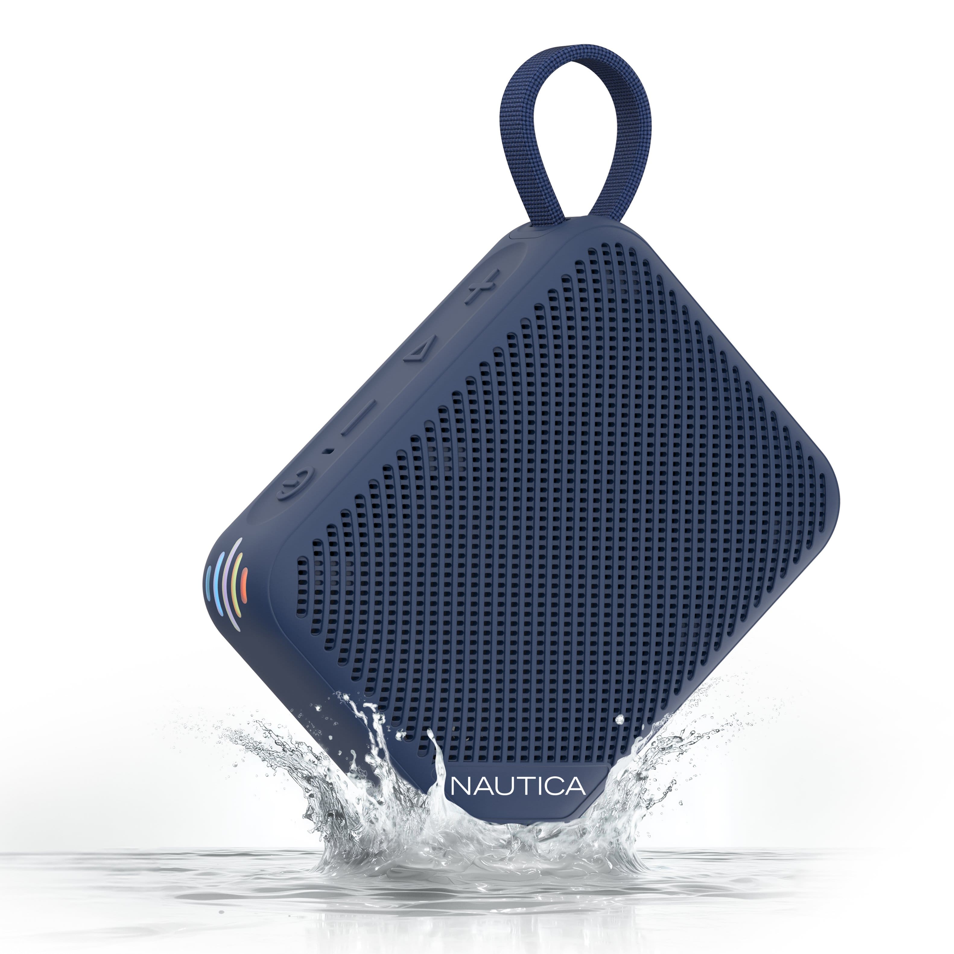 Front. Nautica - Nautica Nayman SP500 Portable Bluetooth Speaker, 12W Sound, Waterproof, 9H Playtime, Shower, Outdoor (Navy) - Navy.