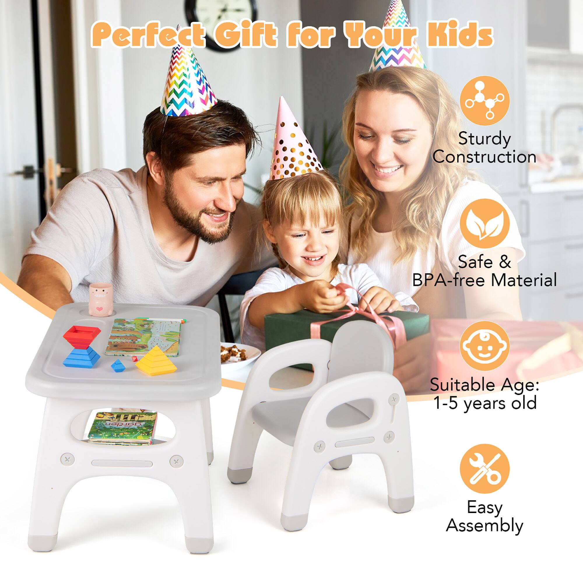 Perfect Gift for Your Kids
Sturdy Construction
Safe & BPA-free Material
Suitable Age: 1-5 years old
Easy Assembly
