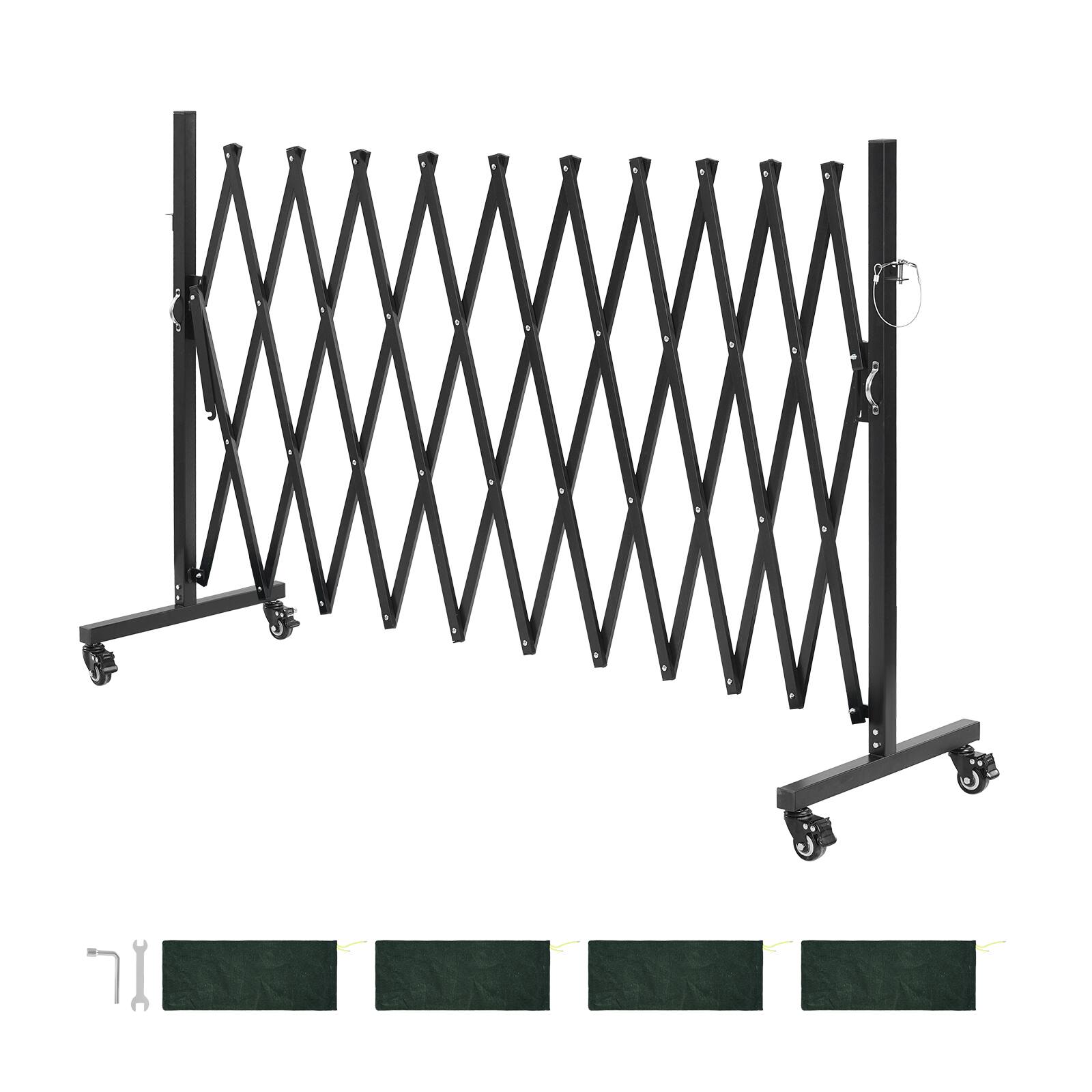 Alt View 5. VEVOR - Expandable Barricade, 11FT Expandable Safety Barrier, Flexible Mobile Barricade with Locking Casters, Portable Folding - Black.