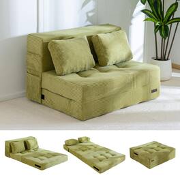 JETRANSPORT - Convertible Sofa Bed Fold Out Sleeper With Pillow 4 In 1 Tufted Folding Couch Foam Floor Lazy Chair For Liv - Green Twin