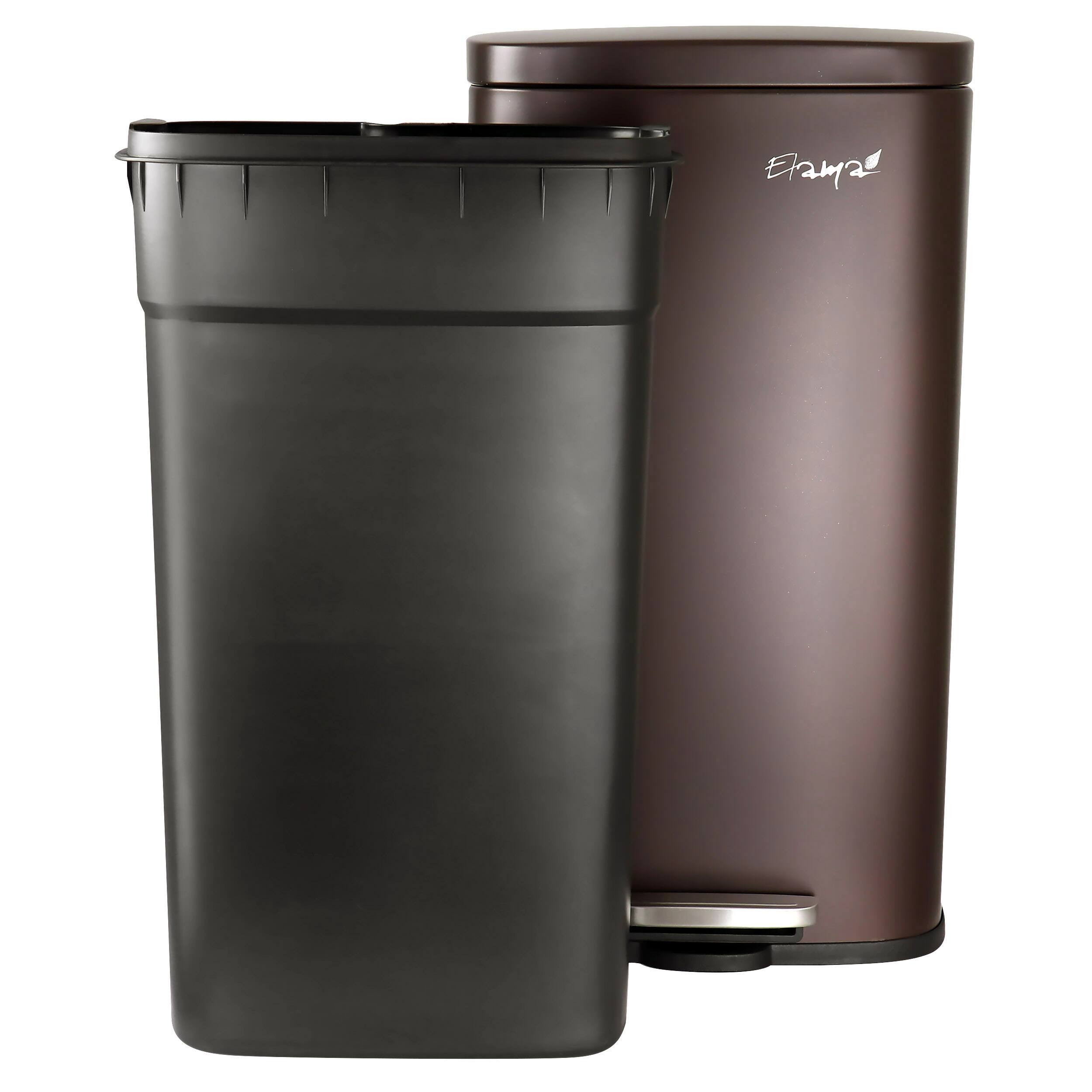 Alt View 4. Elama - Elama 3 Piece 8 Gallon and 1.3 Gallon Stainless Steel Step Trash Bin Combo Set with Slow Close Mechanism in Matte Bronze - Bronze.