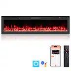 Front. Costway - Costway 68" Smart WiFi Electric Fireplace, Work with Alexa & Google Assistant, 12H Timer - Black.