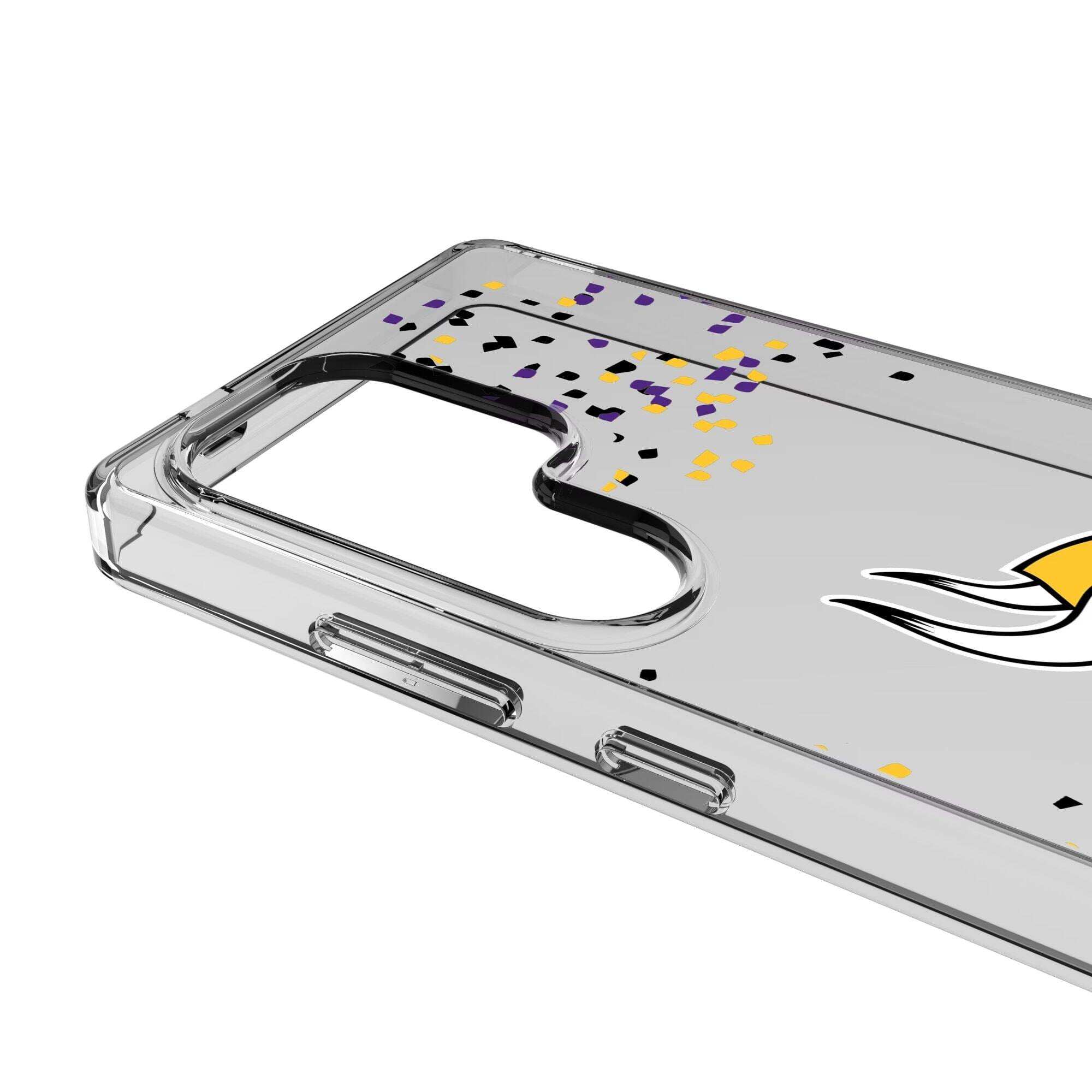 Alt View 2. Keyscaper - Minnesota Vikings Galaxy Clear Case with Confetti Design - S23 Ultra - Multicolor.