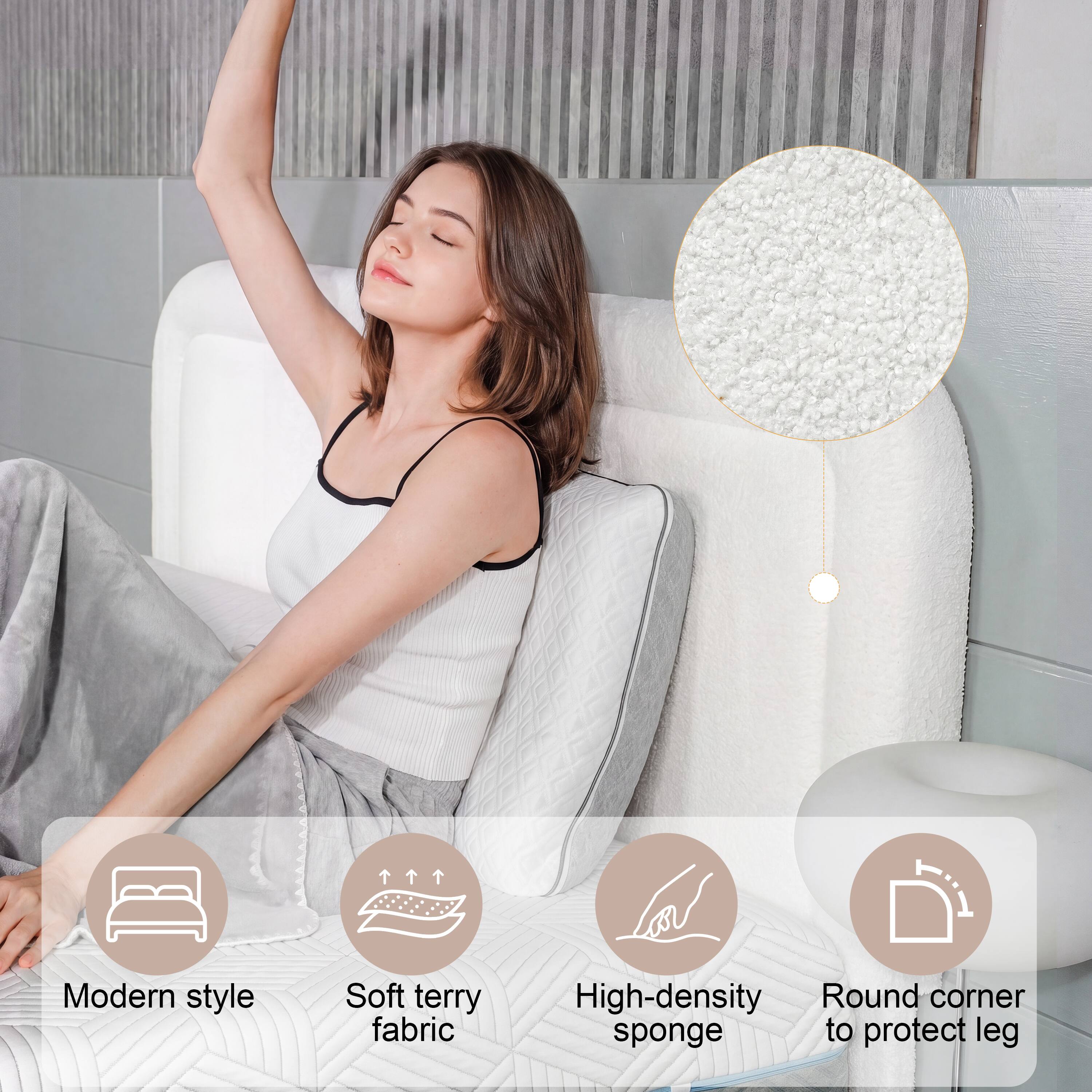 Modern style  
Soft terry fabric  
High-density sponge  
Round corner to protect leg
