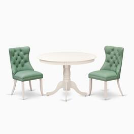 East West Furniture - 3 Piece Dining Table Set - White