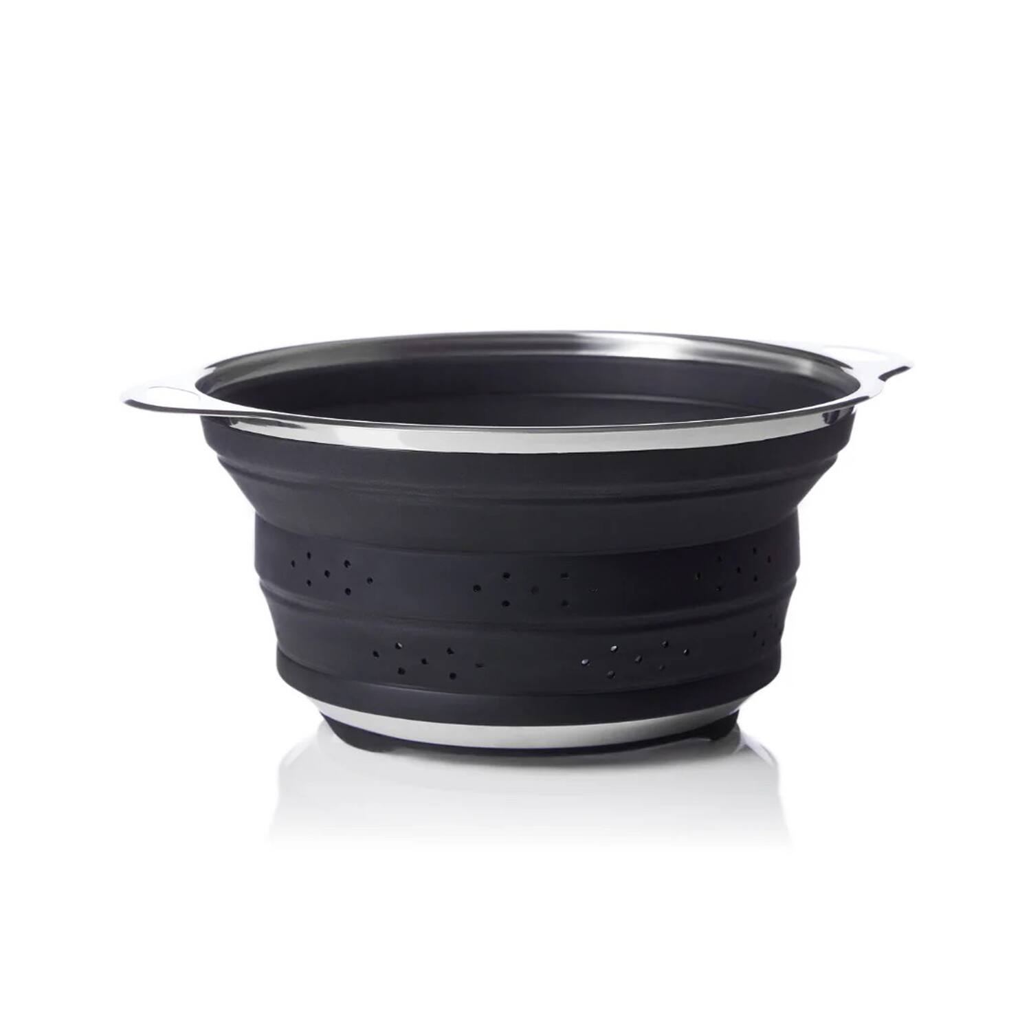 Front. Better Houseware - Better Houseware 733 Silicone Collapsible Colander, Black - black.