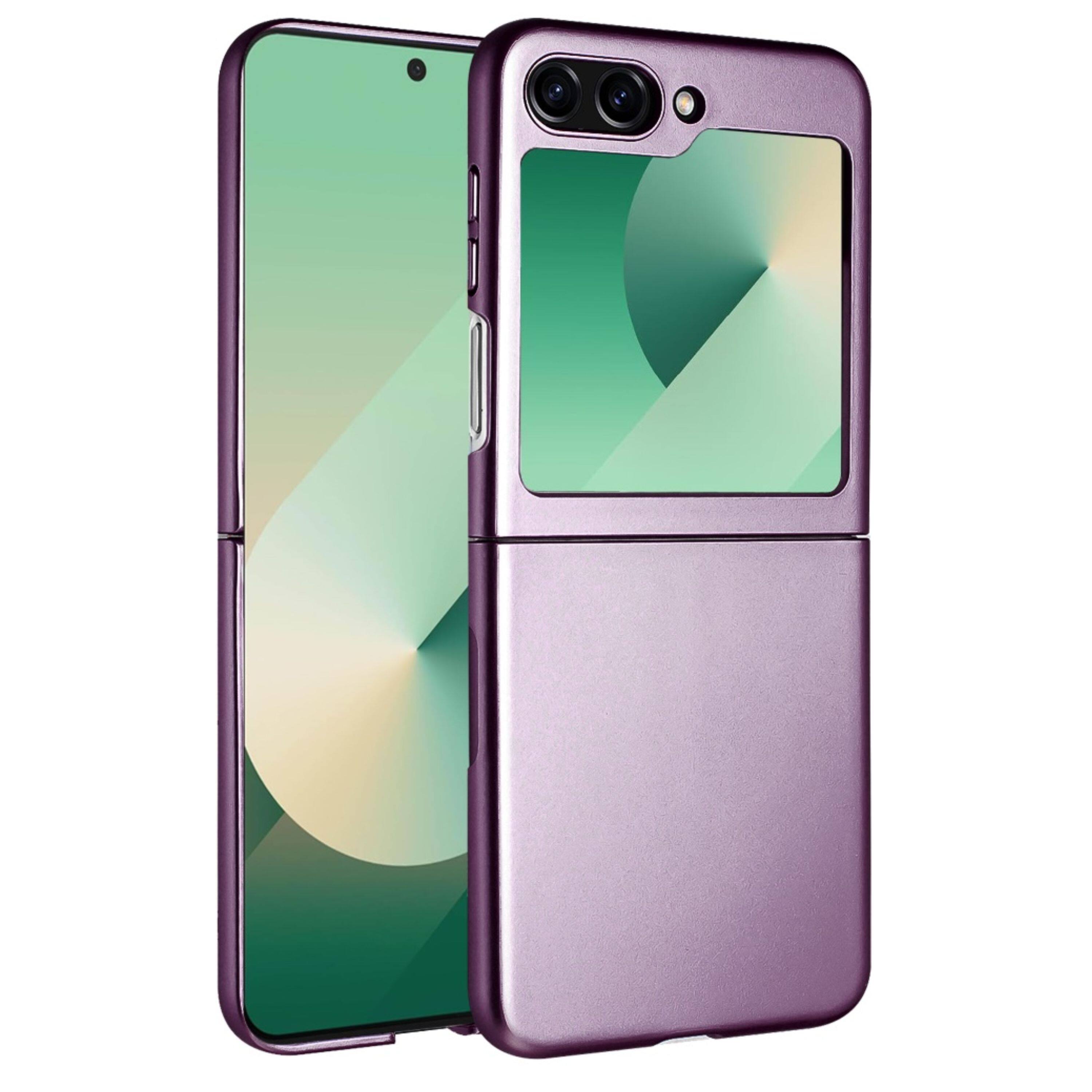 Angle. Kitcheniva - Slim Matte Snap-On Cover For Samsung Galaxy Z Flip 6 Dark Purple - Dark Purple.