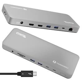 Plugable - Thunderbolt 4 Dock for M4 MacBook Air & Pro: 100W Charging, 4K HDMI Dual Monitor or Single 6K - Space Gray