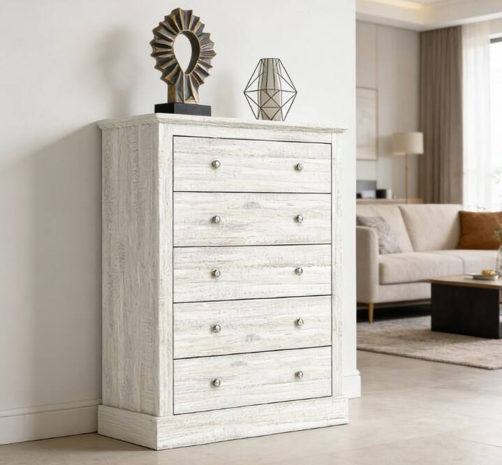 Forest'nSky - 5 drawer 31.1 in. Wide Chest of Drawers for Living Room - Oak