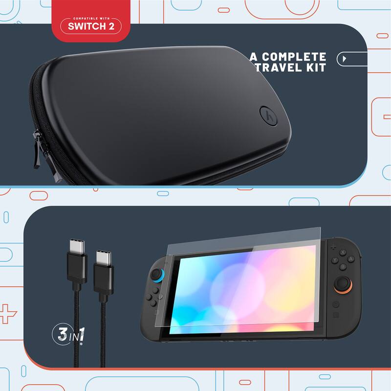 COMPATIBLE WITH SWITCH 2  
A COMPLETE TRAVEL KIT  
3 IN 1