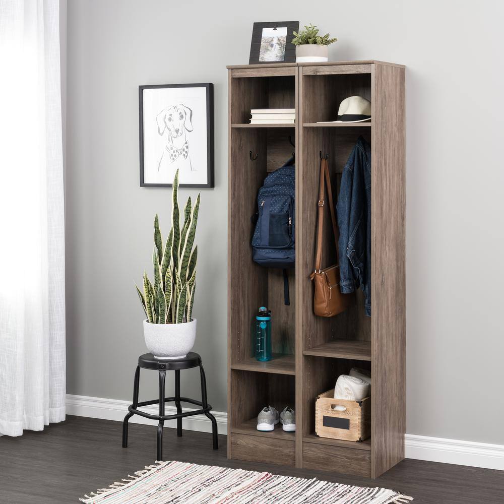 Back. Prepac - Narrow Entryway Organizer, Drifted Gray - Gray.