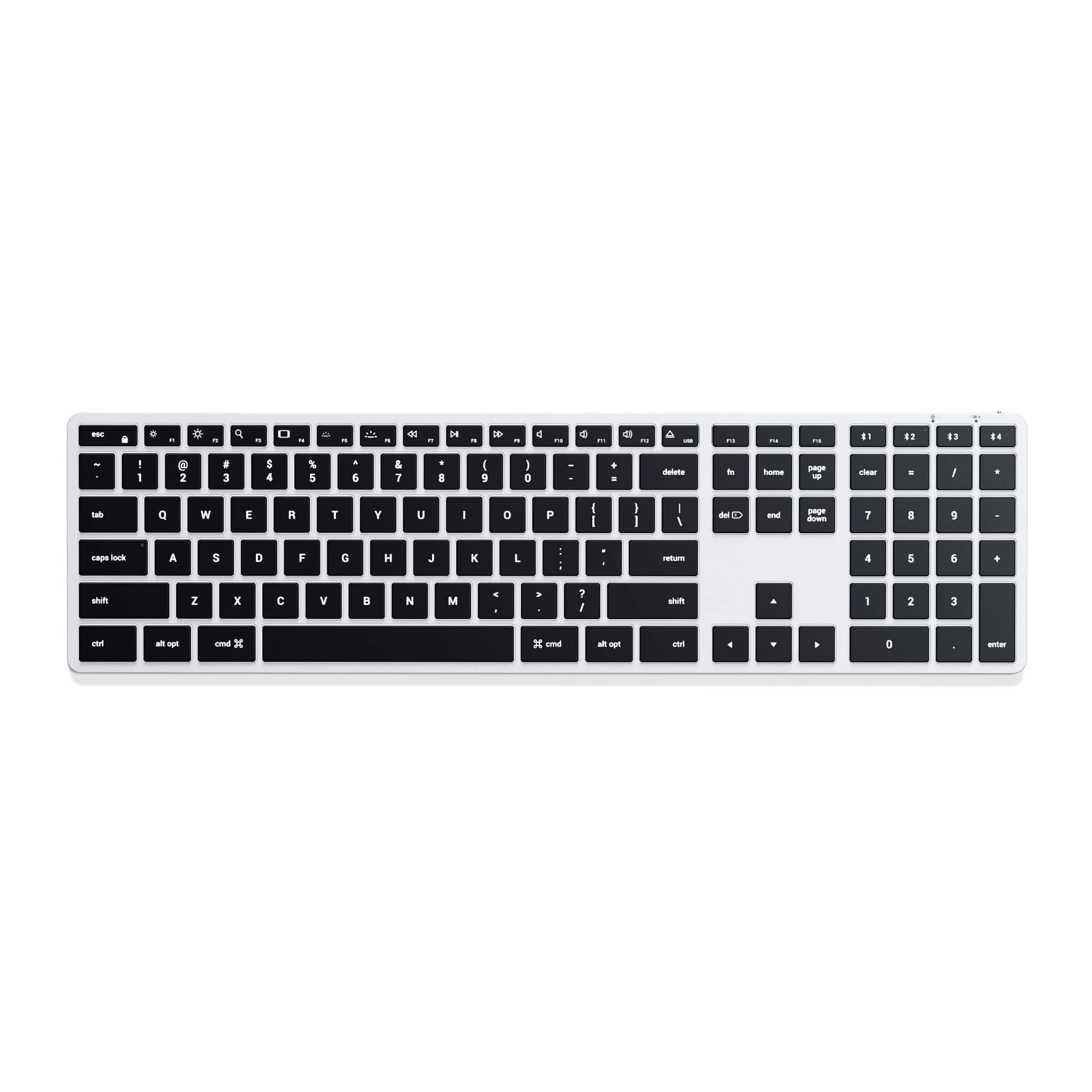 Satechi - Slim X3 Bluetooth Backlit Keyboard with Numeric Keypad, Multi-Device for Mac - Silver