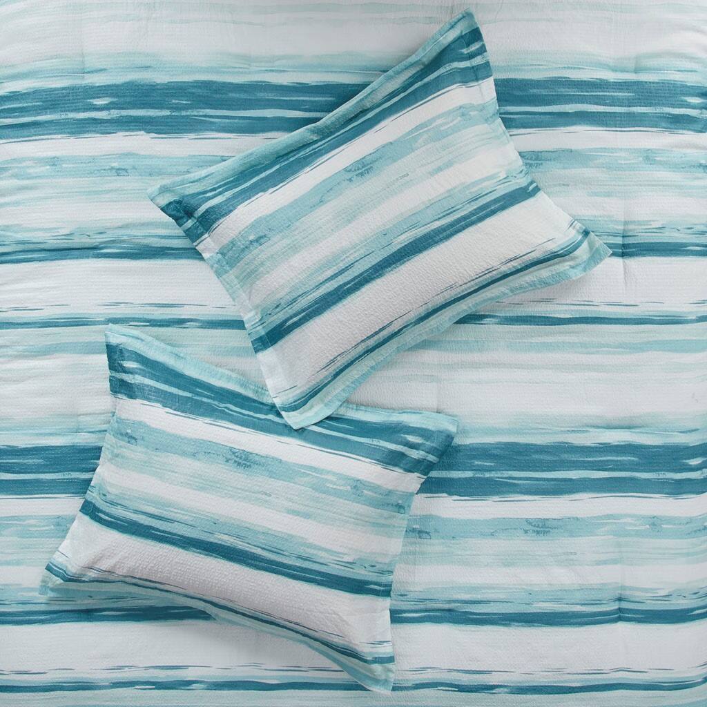 Alt View 2. Gracie Mills - Gracie Mills Javier 8-Piece Tranquil Seersucker Stripe Comforter and Quilt Set Collection - Aqua.