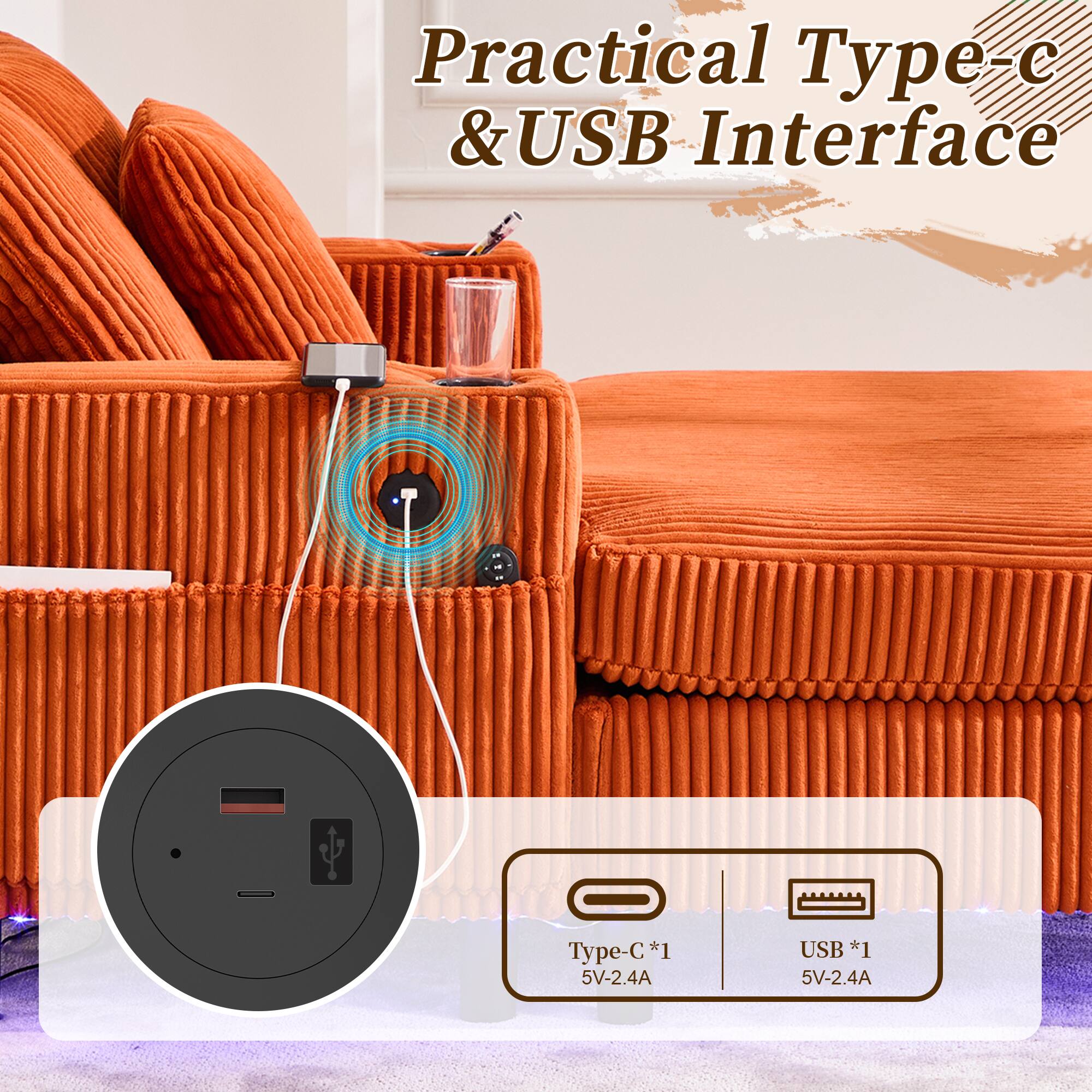 Practical Type-C & USB Interface

- Type-C *1 5V-2.4A
- USB *1 5V-2.4A