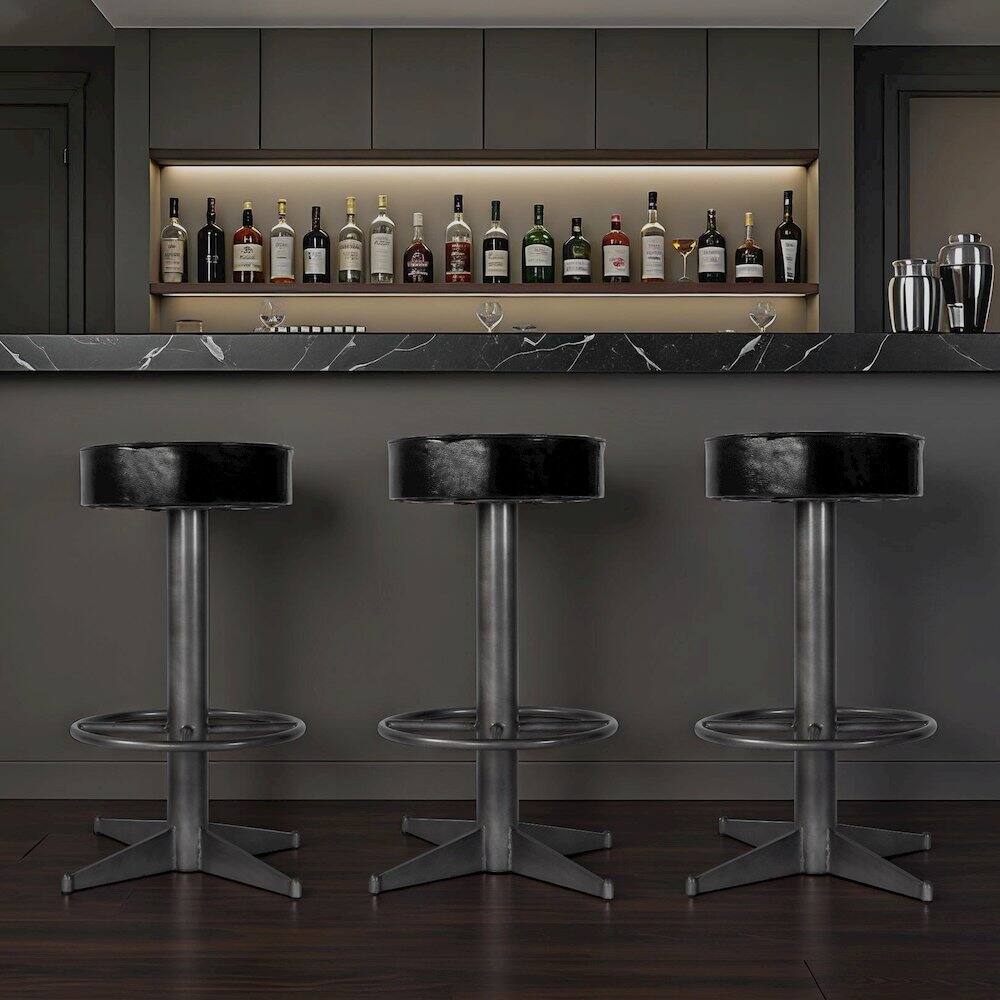 Alt View 2. Butler Specialty - Malcolm 30 in. Seat Height Leather and Iron Bar Stool - Black.