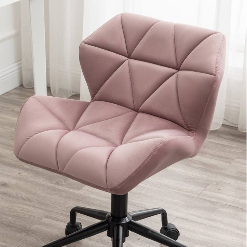Alt View 4. HTUTWOO - Diamond Tufted Office Chair, 360° Swivel Adjustable Height, Velvet Fabric with High-Density Foam- for Home Office, Study - Pink.