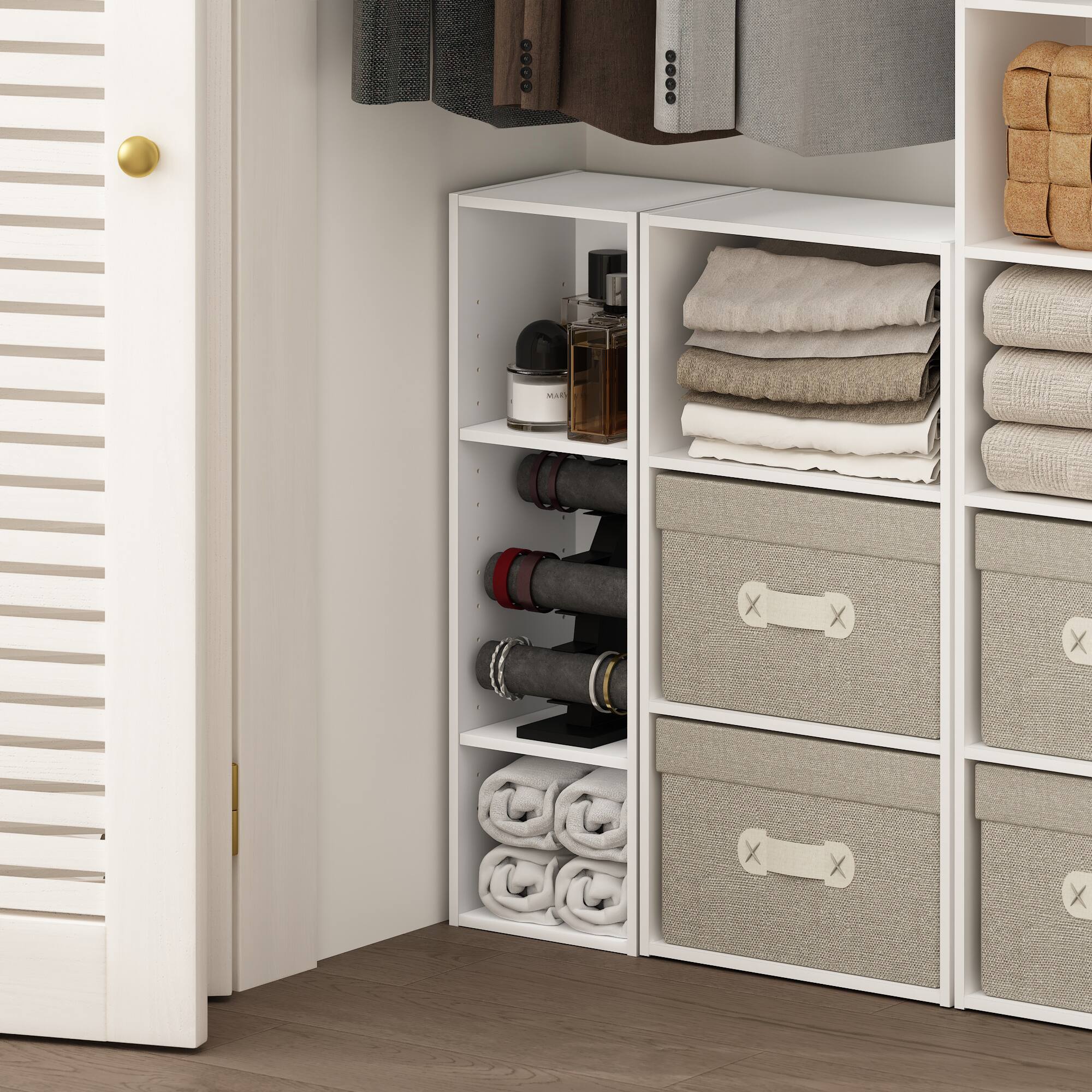 Alt View 2. Furinno - FULDA Book Shelf, 3-Tier Narrow Storage Cabinet, Bookcase with 10-In Width Storage Shelf, 9.3 x 9.8 x 31.5 - White.