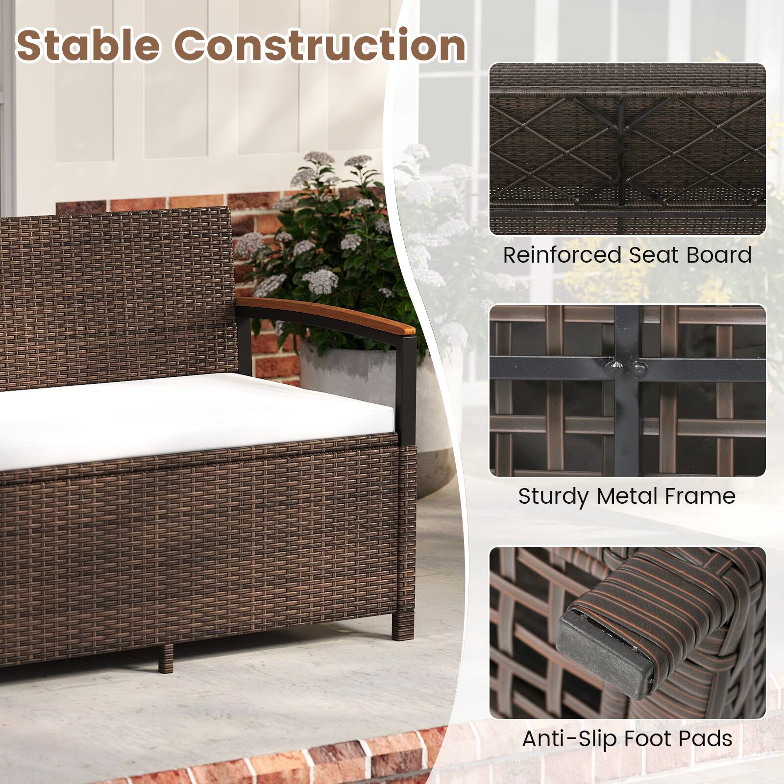 Stable Construction

- Reinforced Seat Board
- Sturdy Metal Frame
- Anti-Slip Foot Pads