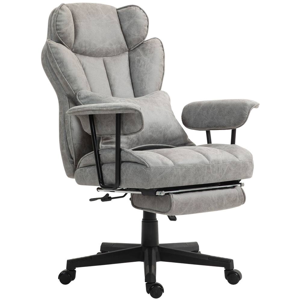 Alt View 5. Loheer - Loheer Massage Office Chair Big and Tall Heated Executive Reclining Computer Desk Chair 400LBS Gray - Gray.