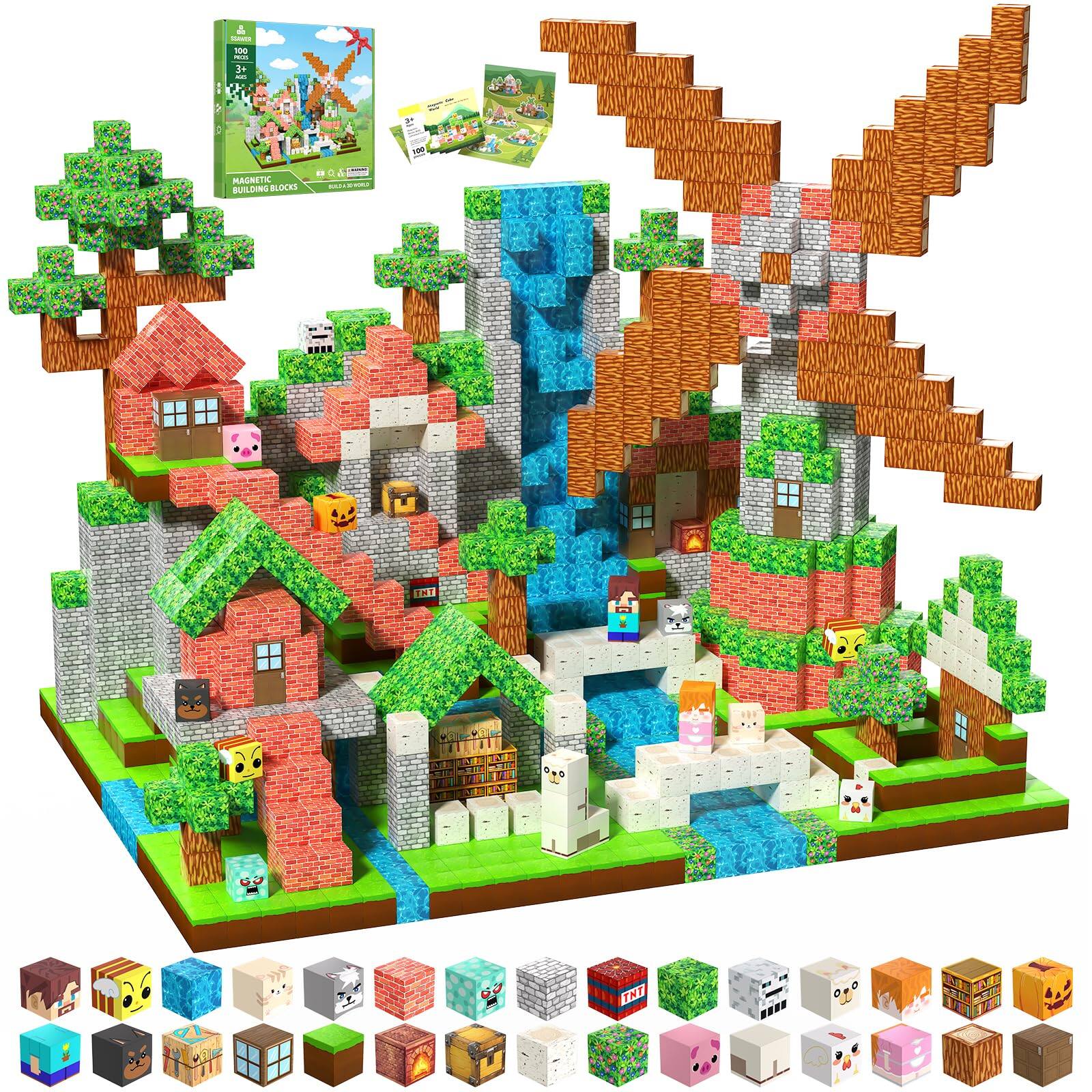 Leash Valley 100 Magnetic Blocks Building Toys For Stacking Stem ...