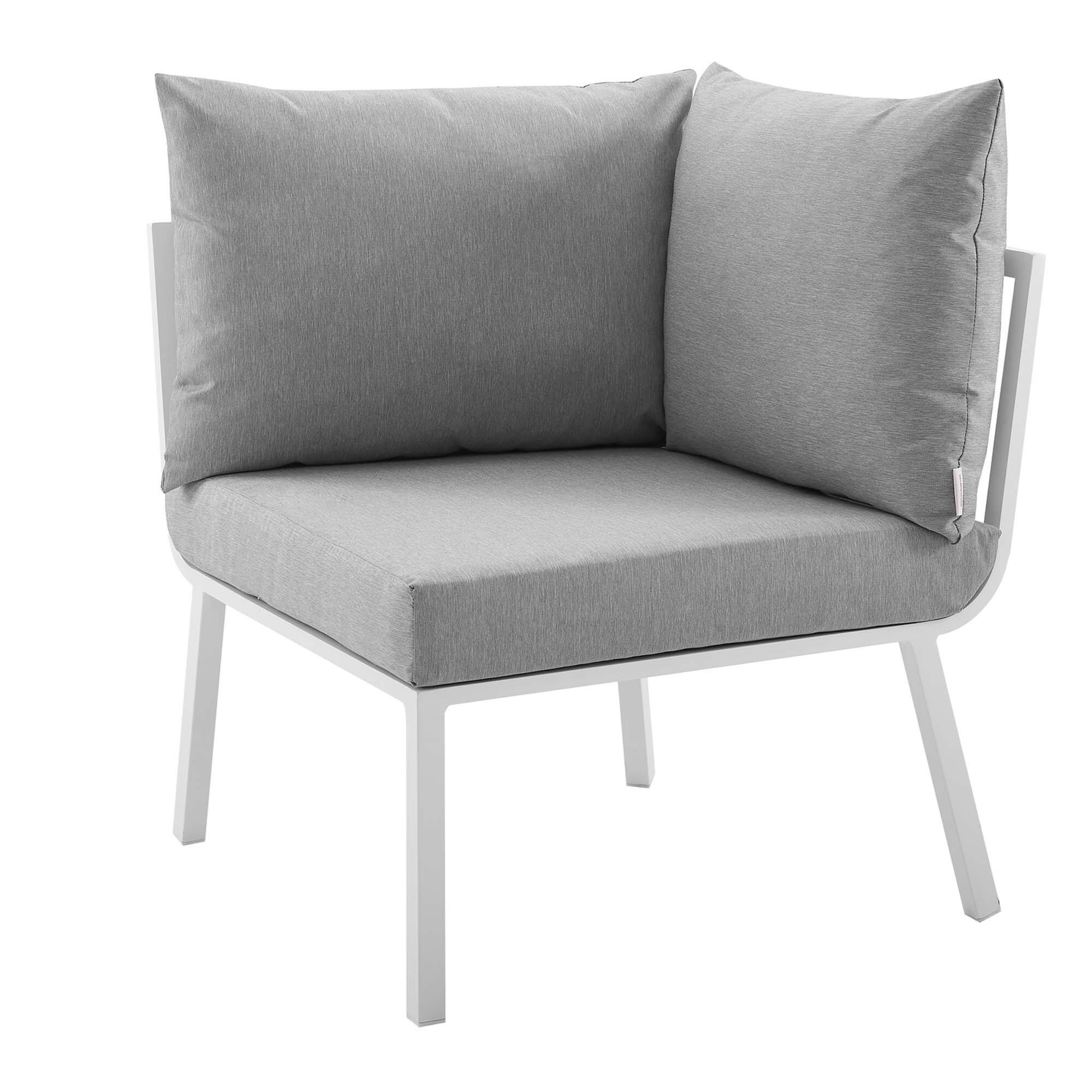 Angle. Modway - Riverside Outdoor Patio Aluminum Corner Chair by Modway - White Gray.