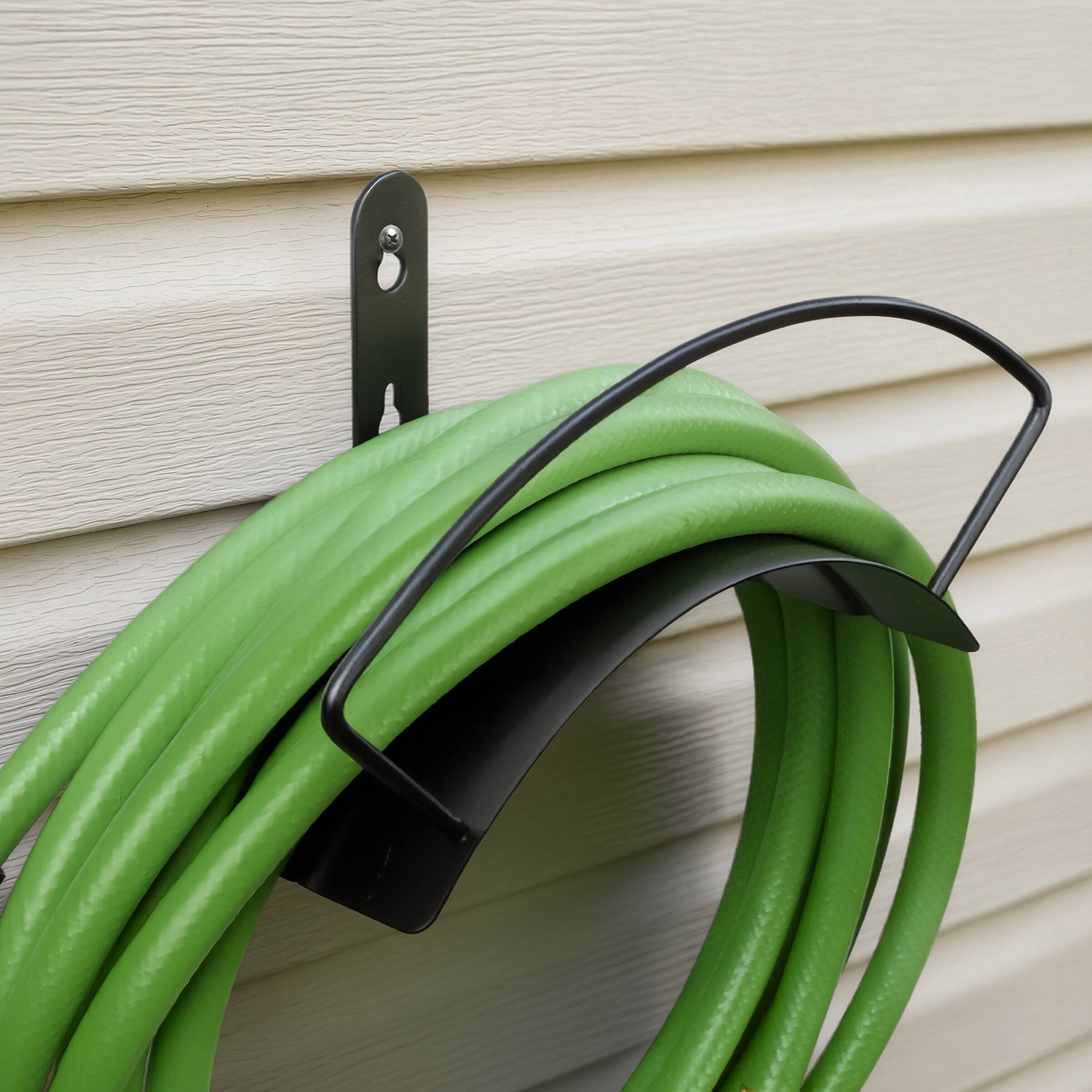 Alt View 8. Pure Garden - Garden Hose Holder Wall Mount - Rust-Resistant Steel Outdoor Water Hose Hanger Hook for 100ft of 5/8” Hosing.