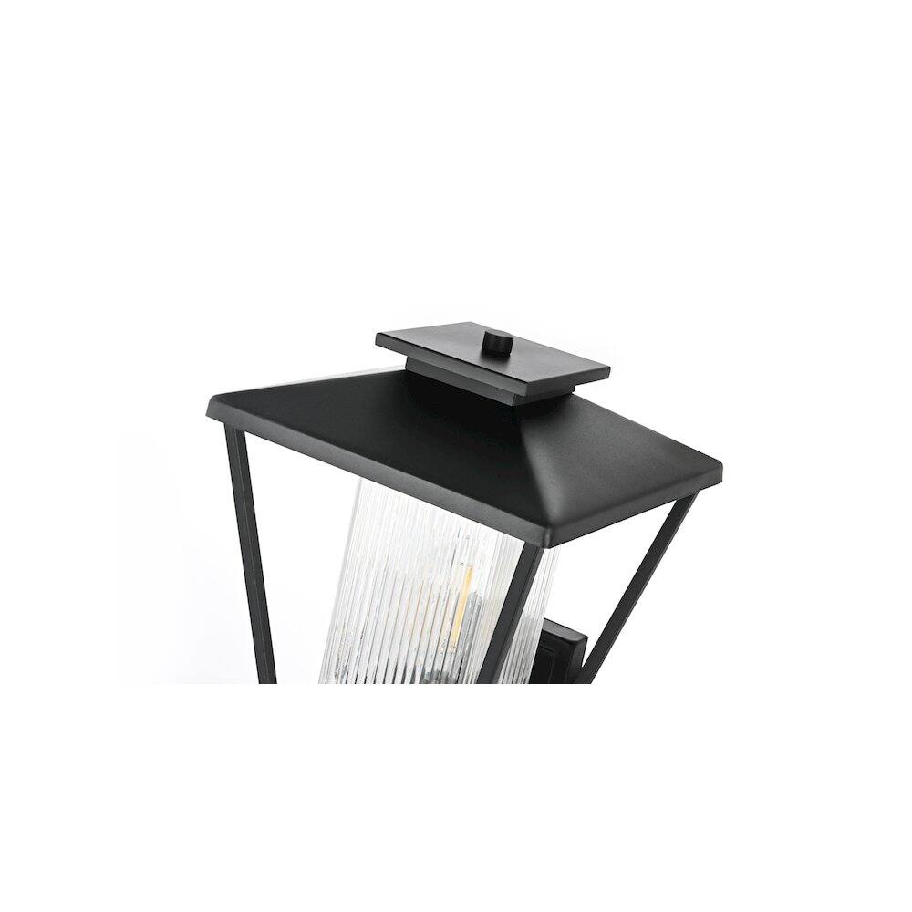 Left. Elegant Lighting - Gaul 7 inch Outdoor Pendant in Black - Black.