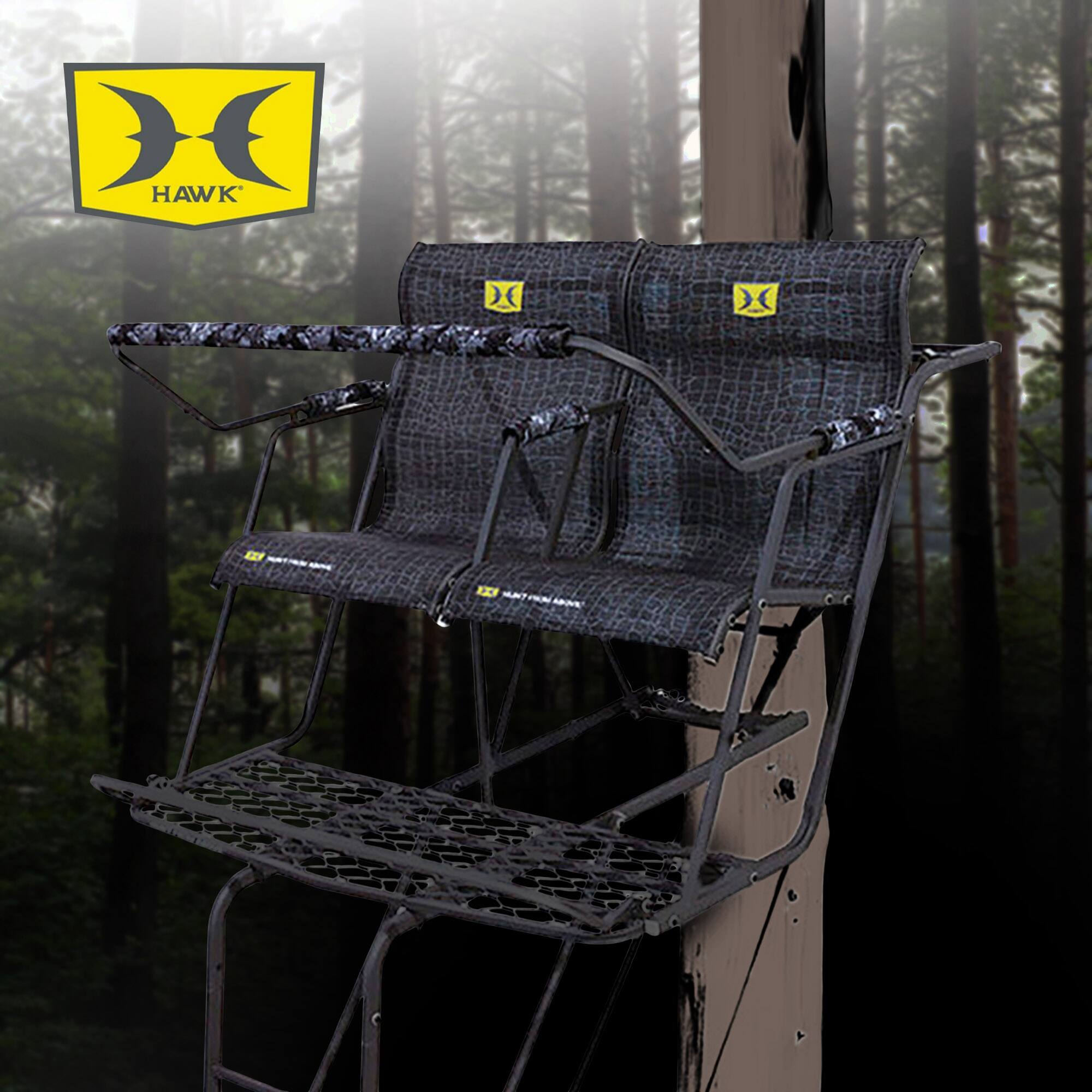 Alt View 10. Hawk - Hawk Big Denali 2 Man Climbing Tree Stand, 18 Foot Deer Hunting Ladderstand - Black.