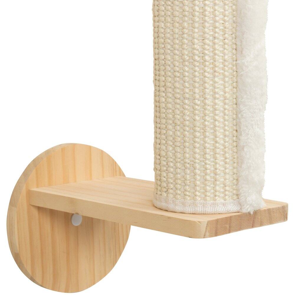 Back. TRIXIE - Wall Set 1 Wall Mounted Sisal Cat Scratching Post with Ledge - Natural/White.