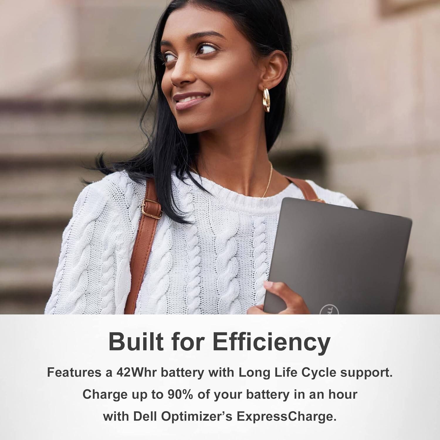Built for Efficiency

Features a 42Whr battery with Long Life Cycle support.  
Charge up to 90% of your battery in an hour with Dell Optimizer's ExpressCharge.