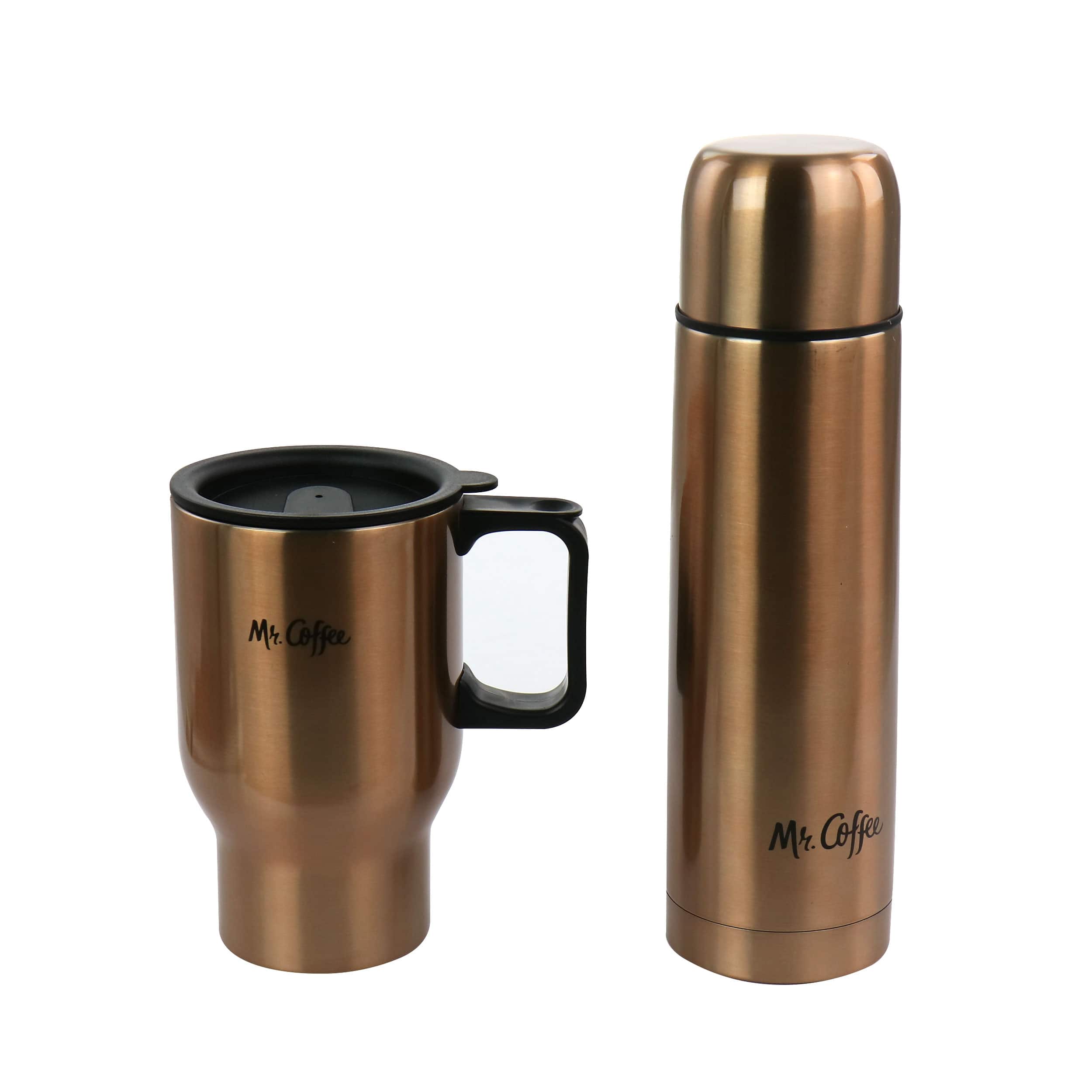 Mr. Coffee 2 Piece Thermal Bottle and Travel Mug Copper 310116552M