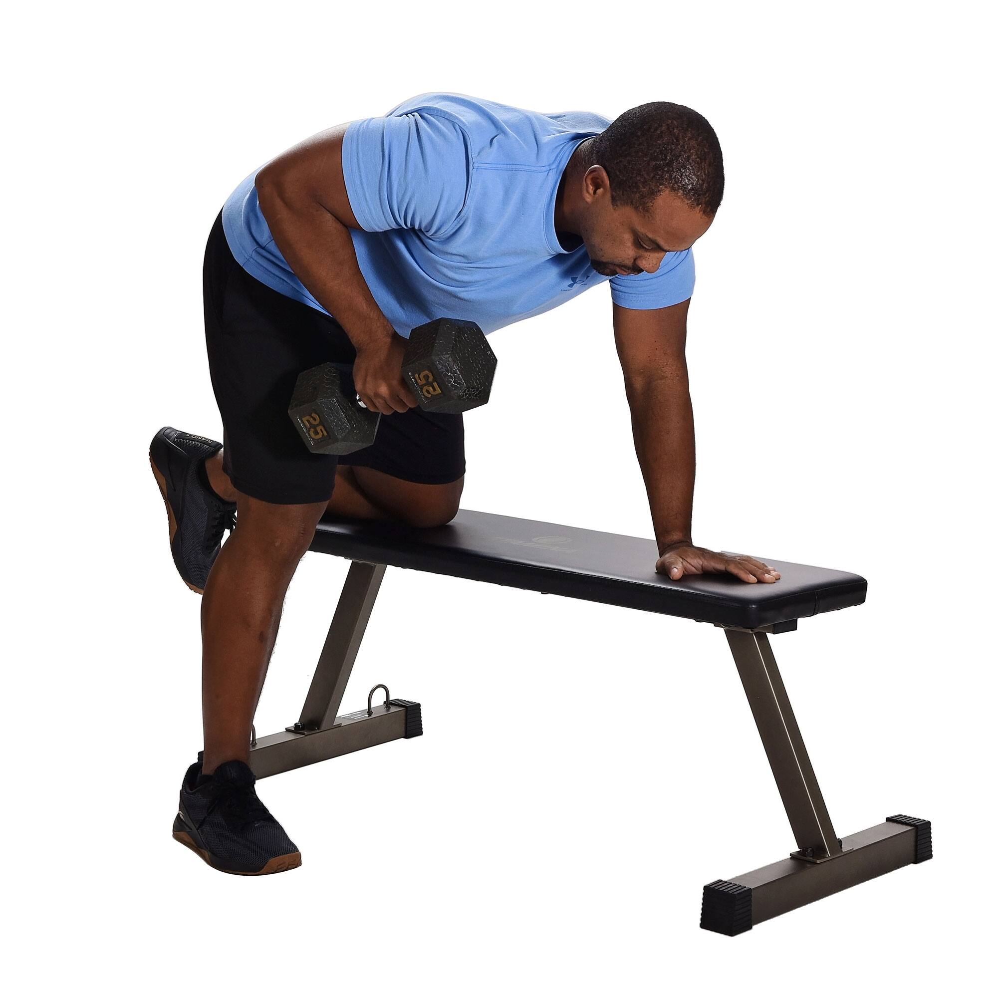 Alt View 8. HolaHatha - HolaHatha 300 Pound Capacity Foam Padded Flat Barbell Bench w/Steel Frame, Black - Black.