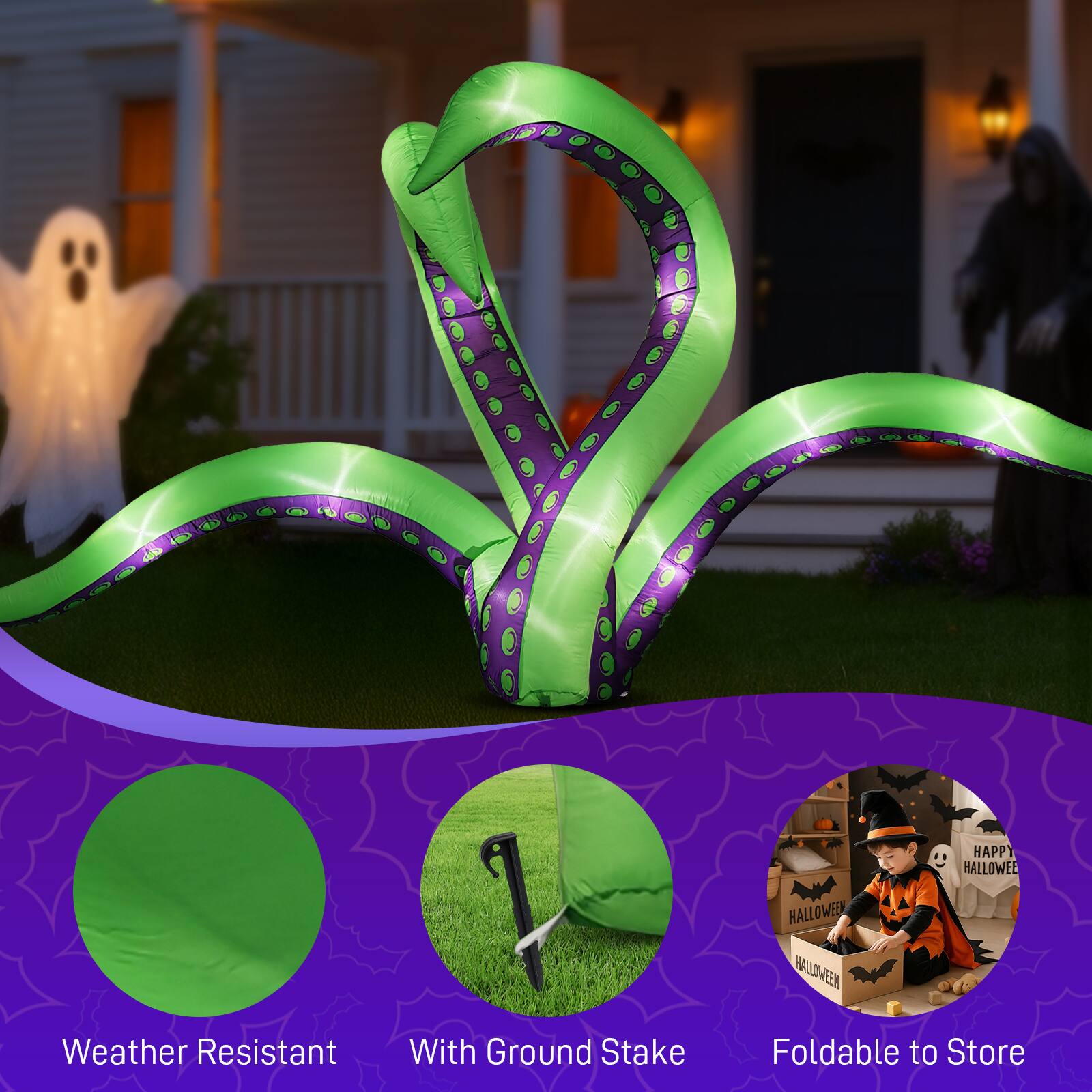 Weather Resistant  
With Ground Stake  
Foldable to Store