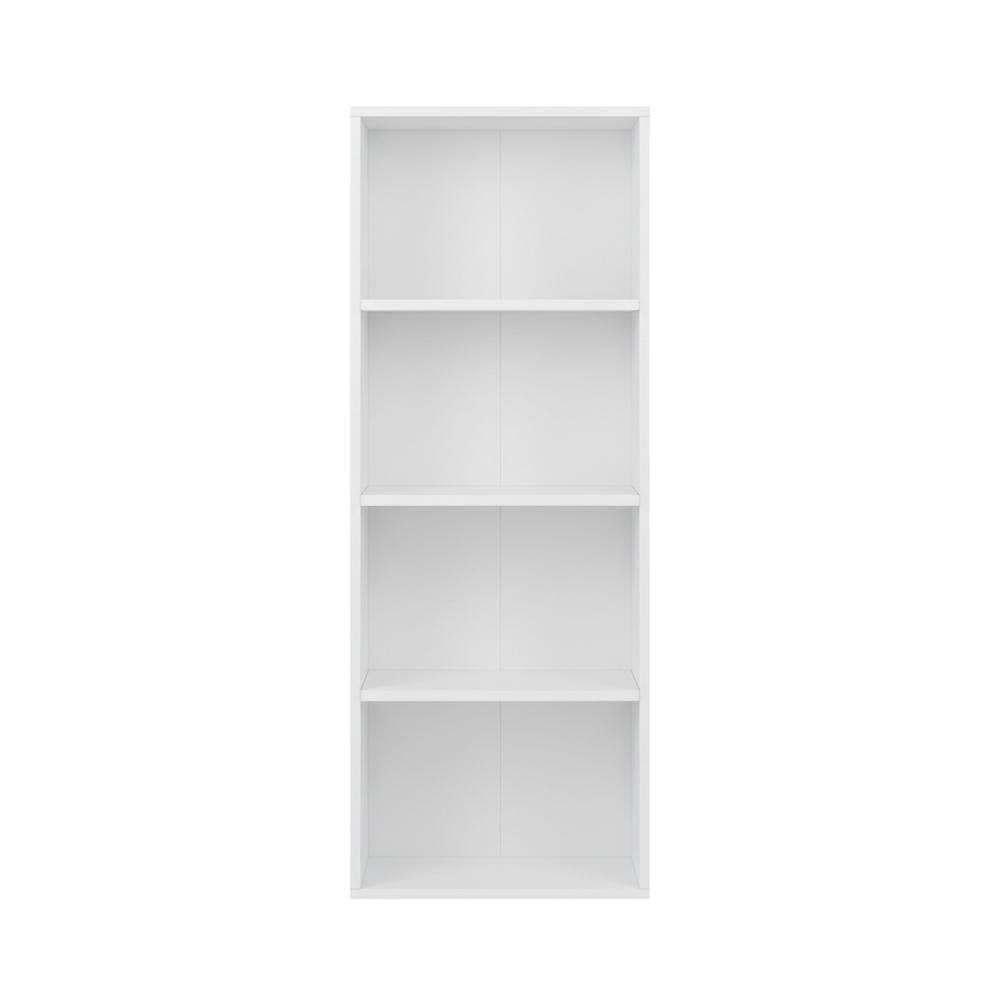 Angle. FurniFact - Wooden 4-Tier Open Shelf Closet Organizer for Multipurpose Storage - White.