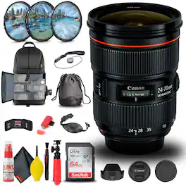 Canon - EF 24-70mm f/2.8L II USM Lens (5175B002) + Filter Kit + BackPack + More (International Version)