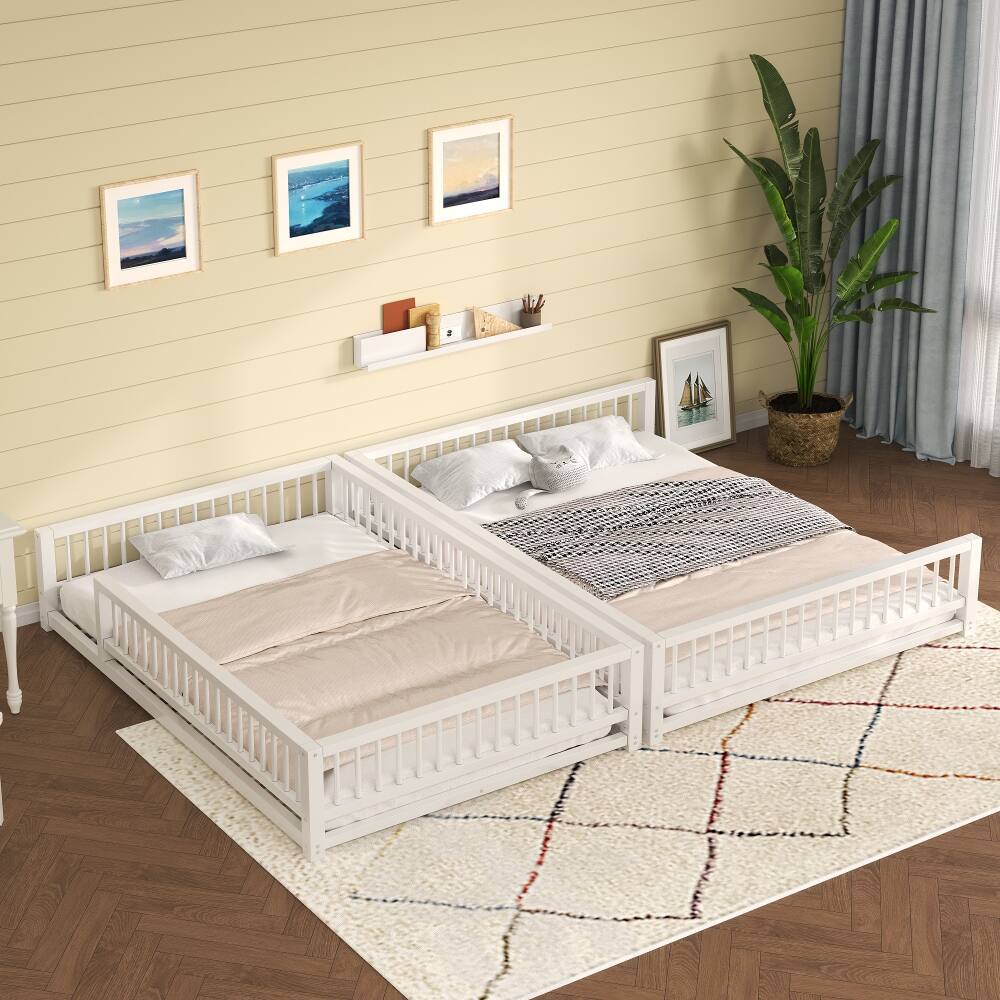 Angle. Loheer - Loheer Full XL Over Queen Bunk Bed Heavy Duty Metal White - White.