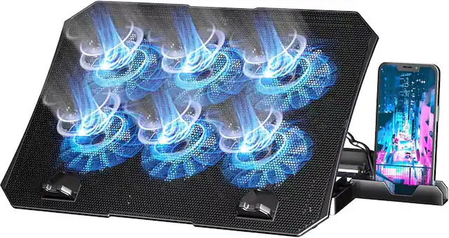 Front. Luckbyte - 6-Fan Laptop Cooling Pad with LED Lights, Removable Phone Holder and 5 Adjustable Ergonomic Heights for 12-17".