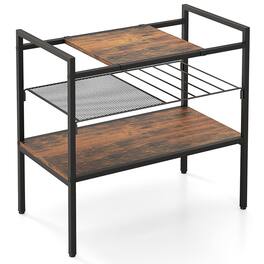 Resenkos - Industrial Entryway Table with Removable Panel and Mesh Shelf, Narrow Console Table, Entryway Hall Table with Shelves - Brown