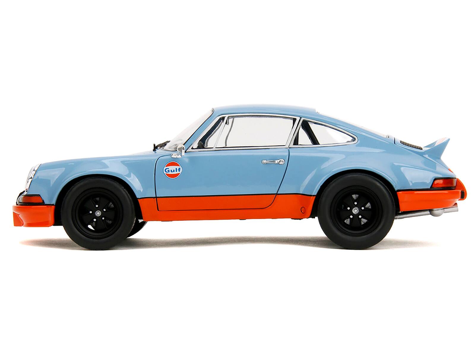 Alt View 2. Jada - Porsche 911 RSR "Gulf Oil" Light Blue with Orange Stripes "Pink Slips" Series 1/18 Diecast Model Car by Jada - Multicolor.